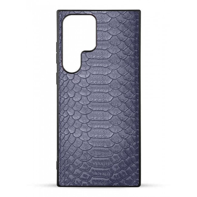 Samsung Galaxy S23 Ultra Case Leather Case Cover Luxury Snake Skin Pattern Slim Shockproof Back Cover Blue