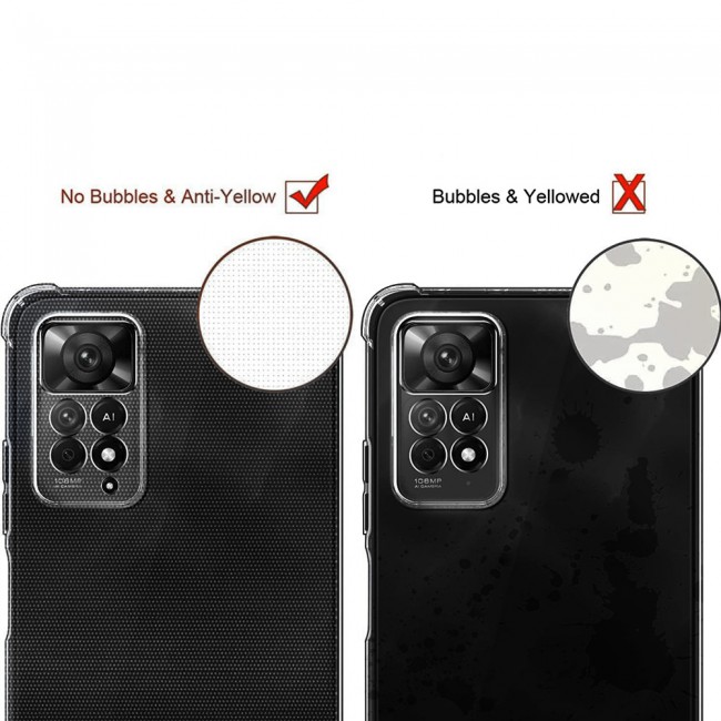 MARGOUN For Xiaomi Redmi Note 11 Pro+ 5G Case Cover Clear Protective TPU Four Corners Cover Transparent Soft Case