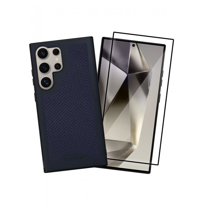 CATANES 2 Pack For Samsung Galaxy S24 Ultra Case and Screen Protector Anti-slip Textured Design Scratch Resistant Shock Absorbing Case Cover Midnight Blue